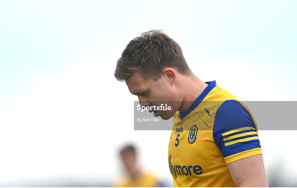23 April 2023; Niall Daly of Roscommon leaves the pitch at half-time of the Connacht GAA Football Senior Championship Semi-Final match between Roscommon and Galway at Dr Hyde Park in Roscommon. Photo by Seb Daly/Sportsfile