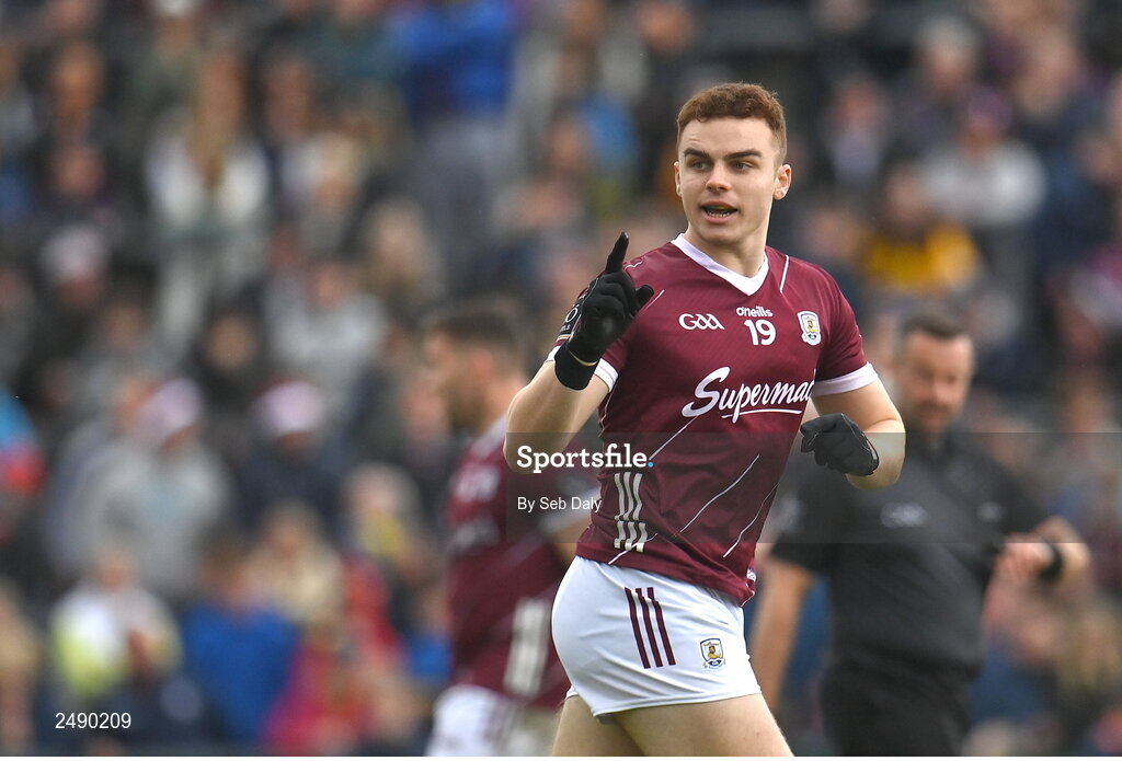23 April 2023; Daniel O’Flaherty of Galway during the Connacht GAA Football Senior Championship Semi-Final match between Roscommon and Galway at Dr Hyde Park in Roscommon. Photo by Seb Daly/Sportsfile