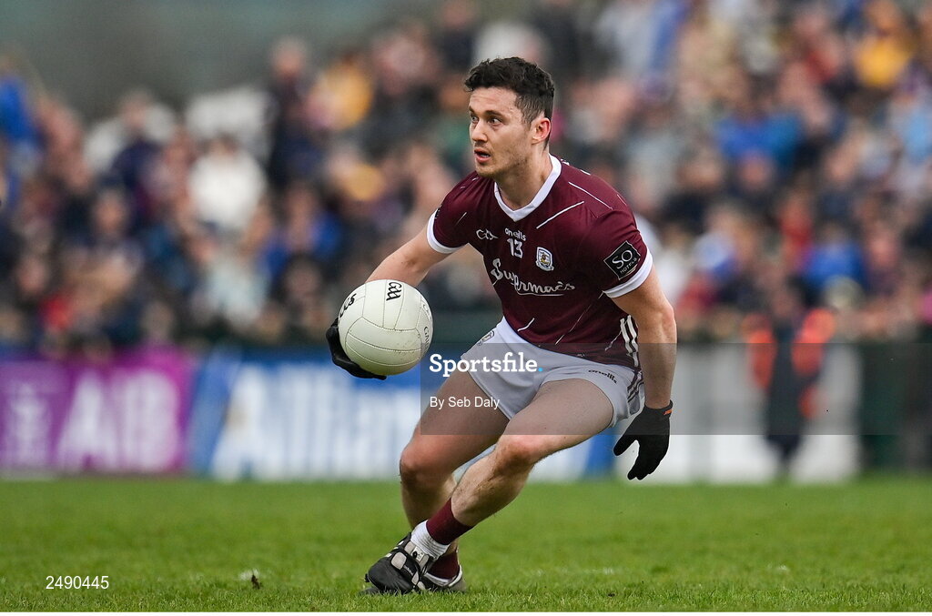23 April 2023; Ian Burke of Galway during the Connacht GAA Football Senior Championship Semi-Final match between Roscommon and Galway at Dr Hyde Park in Roscommon. Photo by Seb Daly/Sportsfile