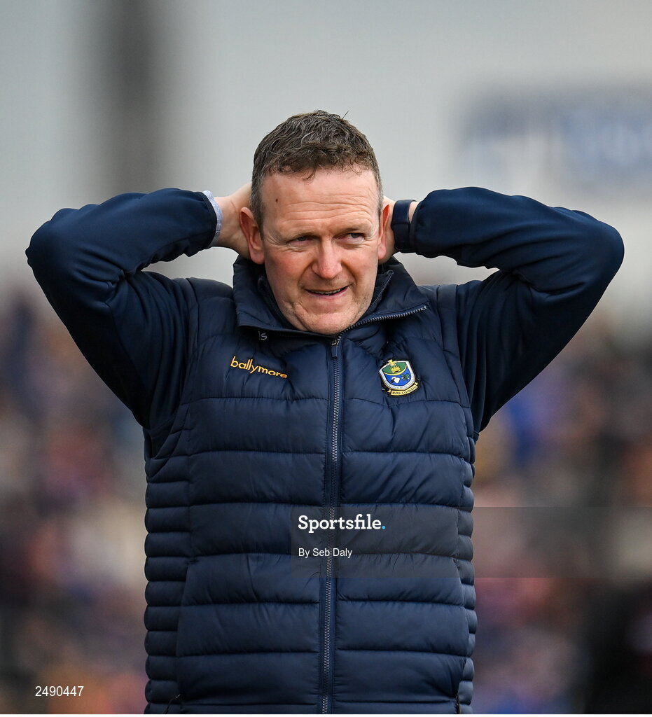 23 April 2023; Roscommon selector Eddie Lohan reacts during the Connacht GAA Football Senior Championship Semi-Final match between Roscommon and Galway at Dr Hyde Park in Roscommon. Photo by Seb Daly/Sportsfile