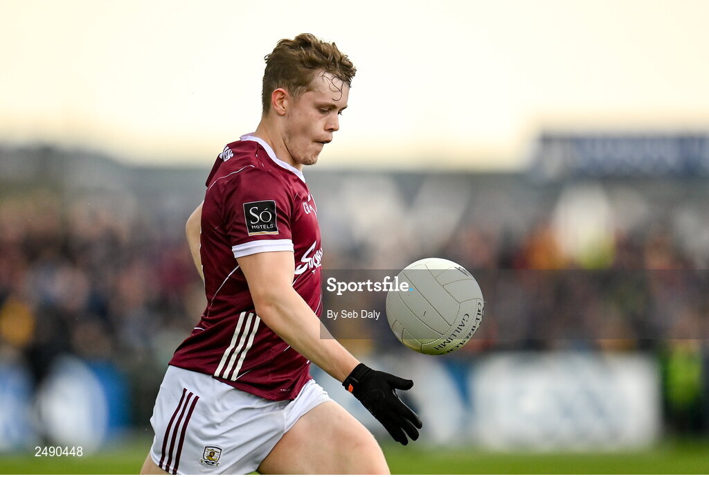 23 April 2023; Johnny McGrath of Galway during the Connacht GAA Football Senior Championship Semi-Final match between Roscommon and Galway at Dr Hyde Park in Roscommon. Photo by Seb Daly/Sportsfile