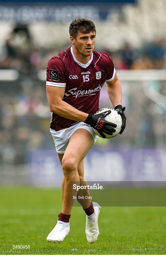 23 April 2023; Shane Walsh of Galway during the Connacht GAA Football Senior Championship Semi-Final match between Roscommon and Galway at Dr Hyde Park in Roscommon. Photo by Seb Daly/Sportsfile