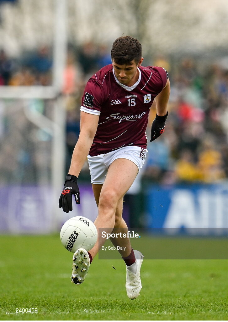 23 April 2023; Shane Walsh of Galway during the Connacht GAA Football Senior Championship Semi-Final match between Roscommon and Galway at Dr Hyde Park in Roscommon. Photo by Seb Daly/Sportsfile