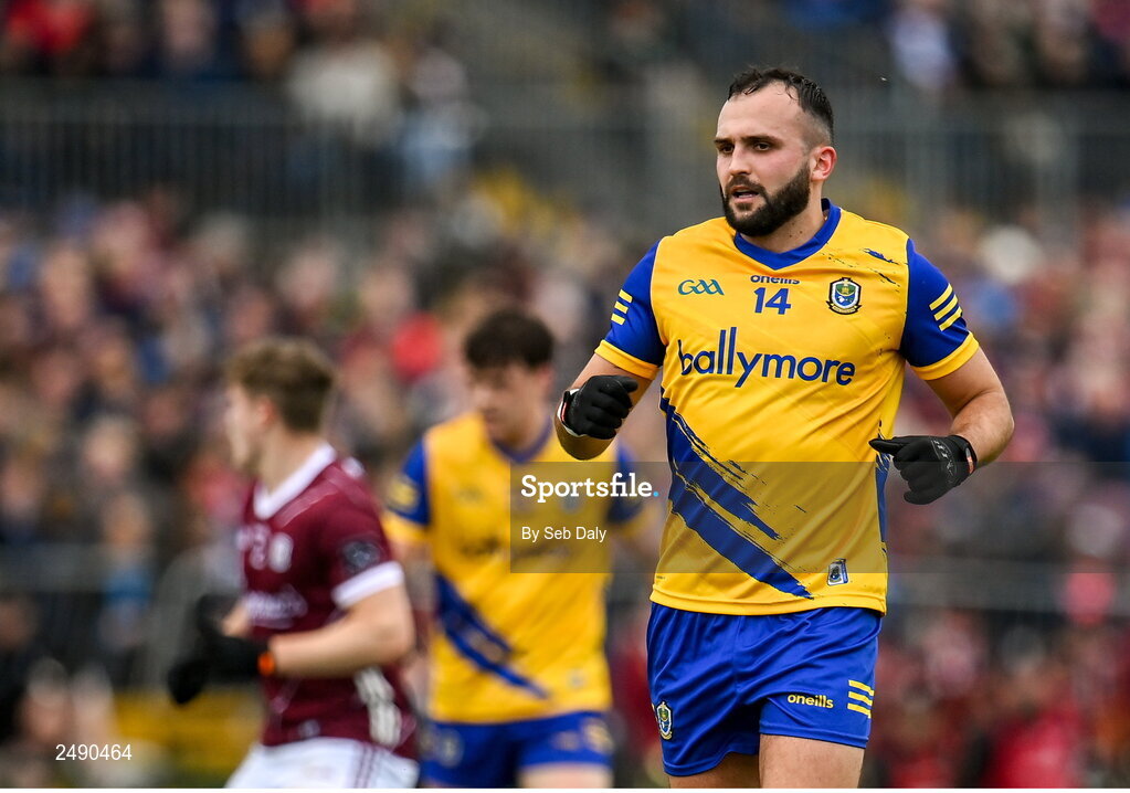23 April 2023; Donie Smith of Roscommon during the Connacht GAA Football Senior Championship Semi-Final match between Roscommon and Galway at Dr Hyde Park in Roscommon. Photo by Seb Daly/Sportsfile