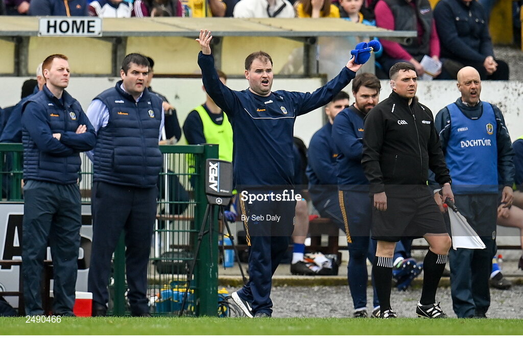 23 April 2023; Roscommon manager Davy Burke during the Connacht GAA Football Senior Championship Semi-Final match between Roscommon and Galway at Dr Hyde Park in Roscommon. Photo by Seb Daly/Sportsfile