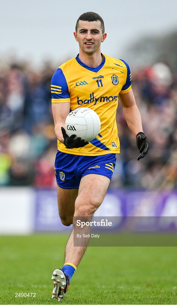 23 April 2023; Ciarán Lennon of Roscommon during the Connacht GAA Football Senior Championship Semi-Final match between Roscommon and Galway at Dr Hyde Park in Roscommon. Photo by Seb Daly/Sportsfile