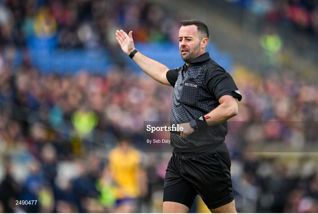 23 April 2023; Referee David Gough during the Connacht GAA Football Senior Championship Semi-Final match between Roscommon and Galway at Dr Hyde Park in Roscommon. Photo by Seb Daly/Sportsfile