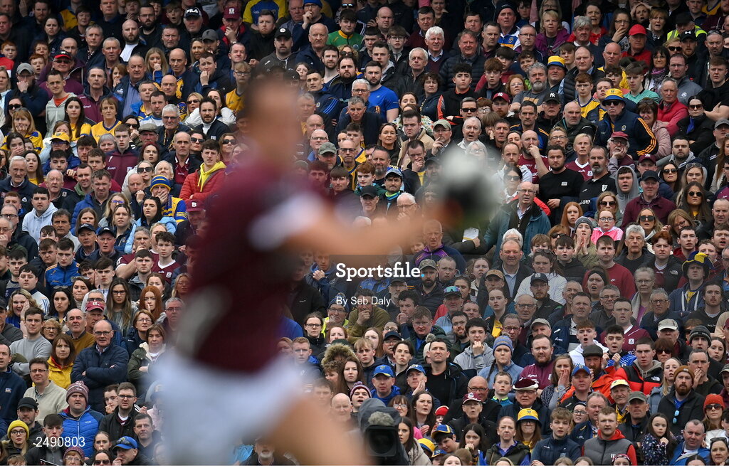 23 April 2023; Spectators watch the action during the Connacht GAA Football Senior Championship Semi-Final match between Roscommon and Galway at Dr Hyde Park in Roscommon. Photo by Seb Daly/Sportsfile