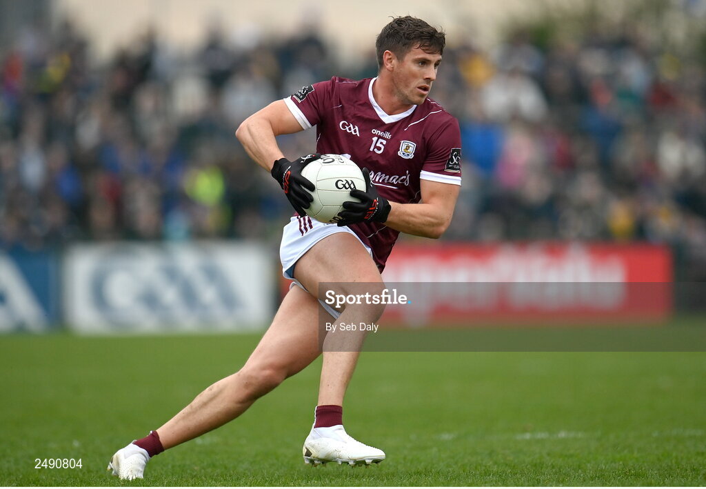 23 April 2023; Shane Walsh of Galway during the Connacht GAA Football Senior Championship Semi-Final match between Roscommon and Galway at Dr Hyde Park in Roscommon. Photo by Seb Daly/Sportsfile