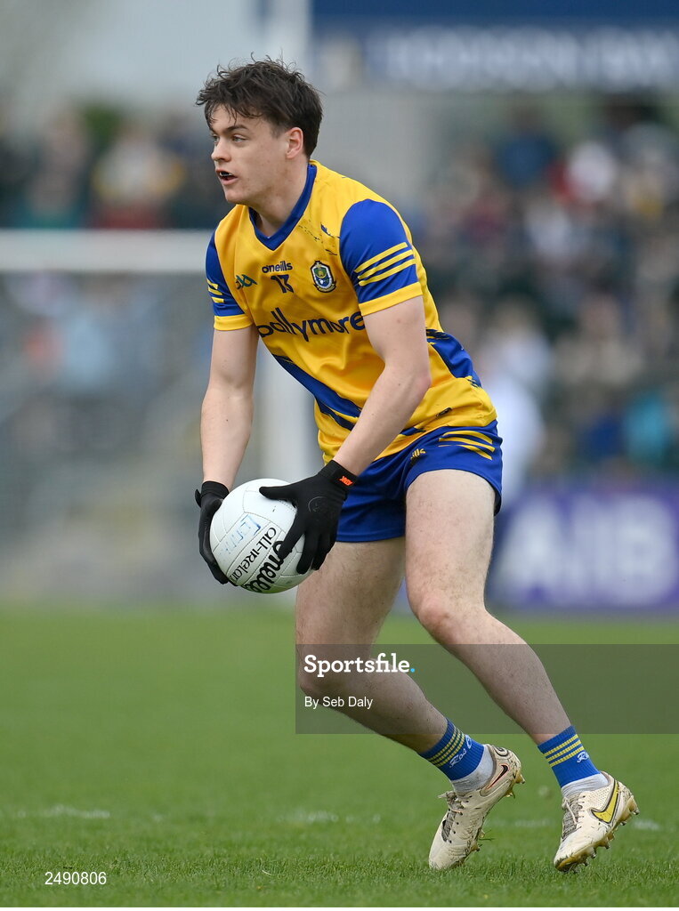 23 April 2023; Ben O’Carroll of Roscommon during the Connacht GAA Football Senior Championship Semi-Final match between Roscommon and Galway at Dr Hyde Park in Roscommon. Photo by Seb Daly/Sportsfile