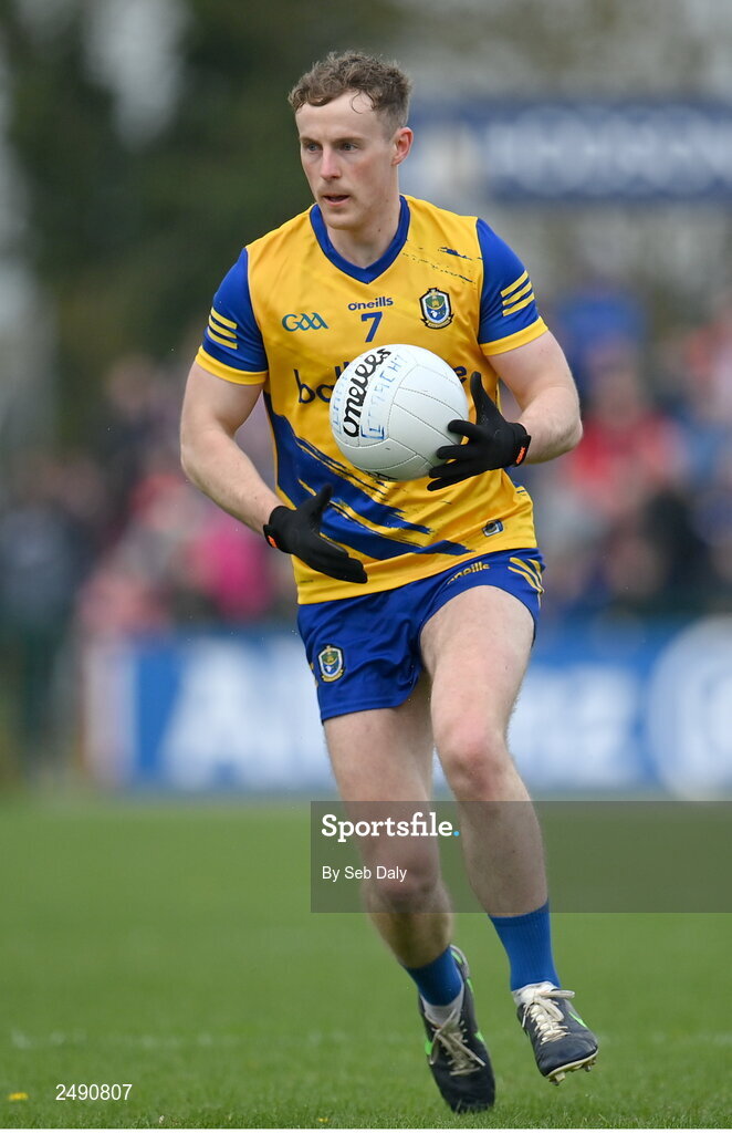 23 April 2023; Eoin McCormack of Roscommon during the Connacht GAA Football Senior Championship Semi-Final match between Roscommon and Galway at Dr Hyde Park in Roscommon. Photo by Seb Daly/Sportsfile