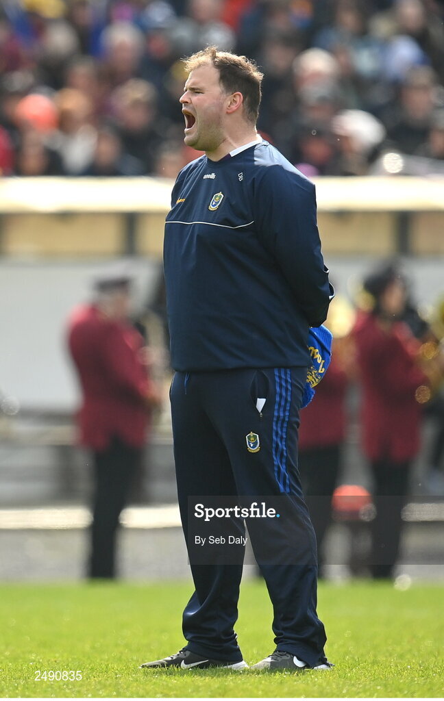 23 April 2023; Roscommon manager Davy Burke before the Connacht GAA Football Senior Championship Semi-Final match between Roscommon and Galway at Dr Hyde Park in Roscommon. Photo by Seb Daly/Sportsfile