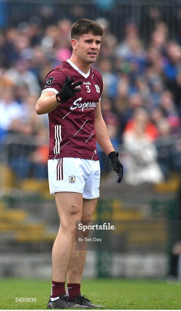 23 April 2023; Seán Kelly of Galway during the Connacht GAA Football Senior Championship Semi-Final match between Roscommon and Galway at Dr Hyde Park in Roscommon. Photo by Seb Daly/Sportsfile