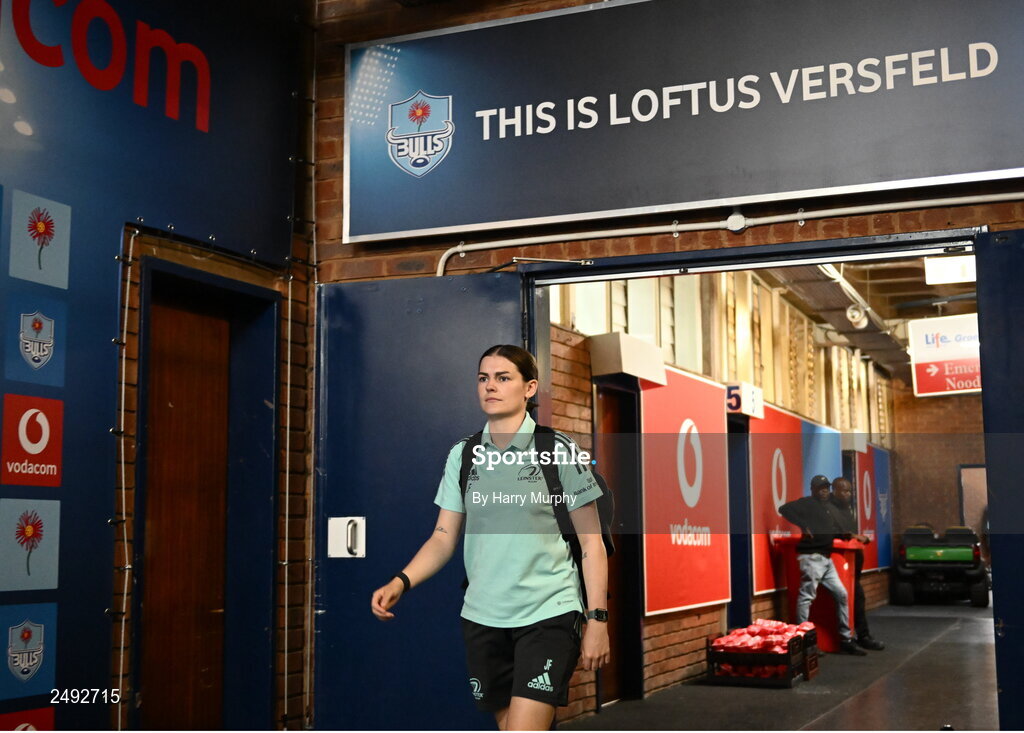 22 April 2023; Leinster assistant performance analyst Juliette Fortune before the United Rugby Championship match between Vodacom Bulls and Leinster at Loftus Versfeld Stadium in Pretoria, South Africa. Photo by Harry Murphy/Sportsfile