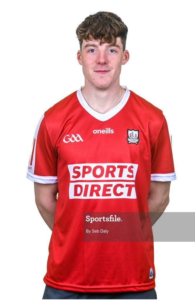 17 April 2023; Eoin Downey during a Cork hurling squad portraits session at Páirc Uí Chaoimh in Cork. Photo by Seb Daly/Sportsfile