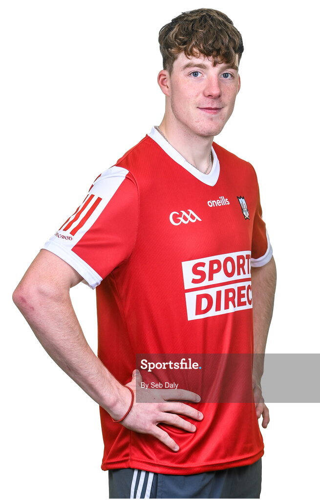 17 April 2023; Eoin Downey during a Cork hurling squad portraits session at Páirc Uí Chaoimh in Cork. Photo by Seb Daly/Sportsfile