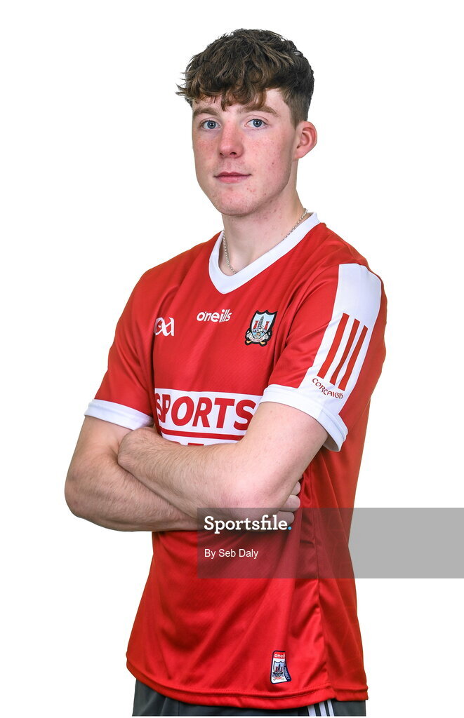 17 April 2023; Eoin Downey during a Cork hurling squad portraits session at Páirc Uí Chaoimh in Cork. Photo by Seb Daly/Sportsfile