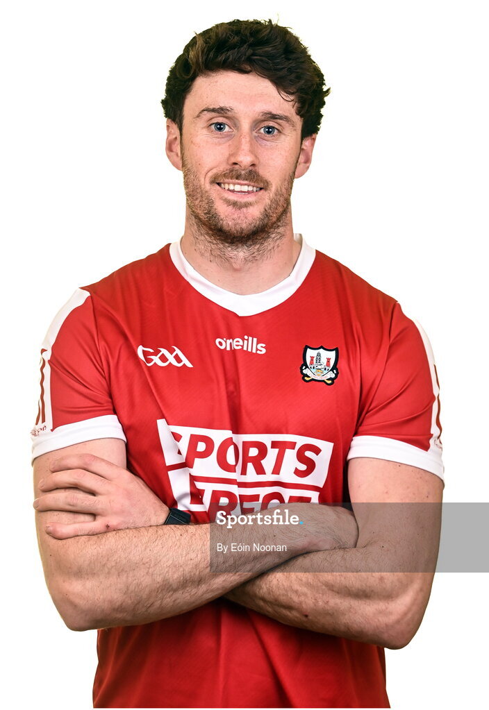 27 April 2023; Tim O'Mahony during a Cork hurling squad portraits session at Páirc Uí Chaoimh in Cork. Photo by Eóin Noonan/Sportsfile