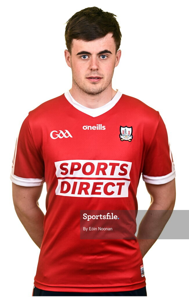 27 April 2023; Darragh Fitzgibbon during a Cork hurling squad portraits session at Páirc Uí Chaoimh in Cork. Photo by Eóin Noonan/Sportsfile