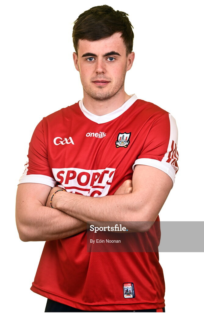 27 April 2023; Darragh Fitzgibbon during a Cork hurling squad portraits session at Páirc Uí Chaoimh in Cork. Photo by Eóin Noonan/Sportsfile