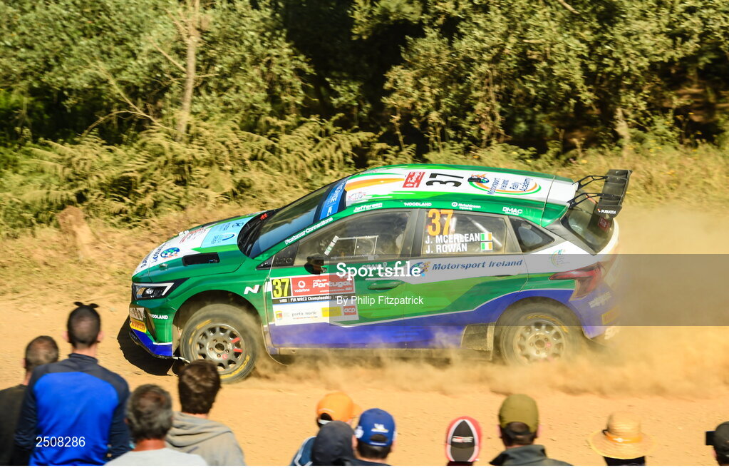 12 May 2023; Josh McErlean and John Rowan of Ireland in their Hyundai i20 during day two of the FIA World Rally Championship Portugal in Porto, Portugal. Photo by Philip Fitzpatrick/Sportsfile