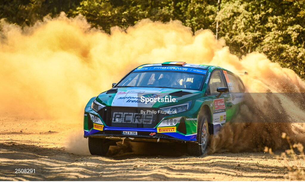 12 May 2023; Josh McErlean and John Rowan of Ireland in their Hyundai i20 during day two of the FIA World Rally Championship Portugal in Porto, Portugal. Photo by Philip Fitzpatrick/Sportsfile