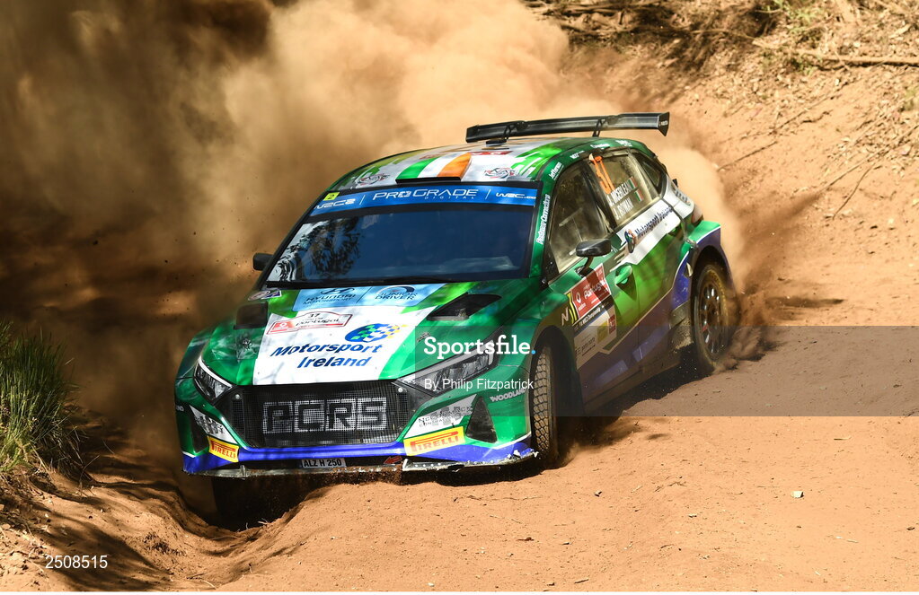 12 May 2023; Josh McErlean and John Rowan of Ireland in their Hyundai i20 during day two of the FIA World Rally Championship in Porto, Portugal. Photo by Philip Fitzpatrick/Sportsfile