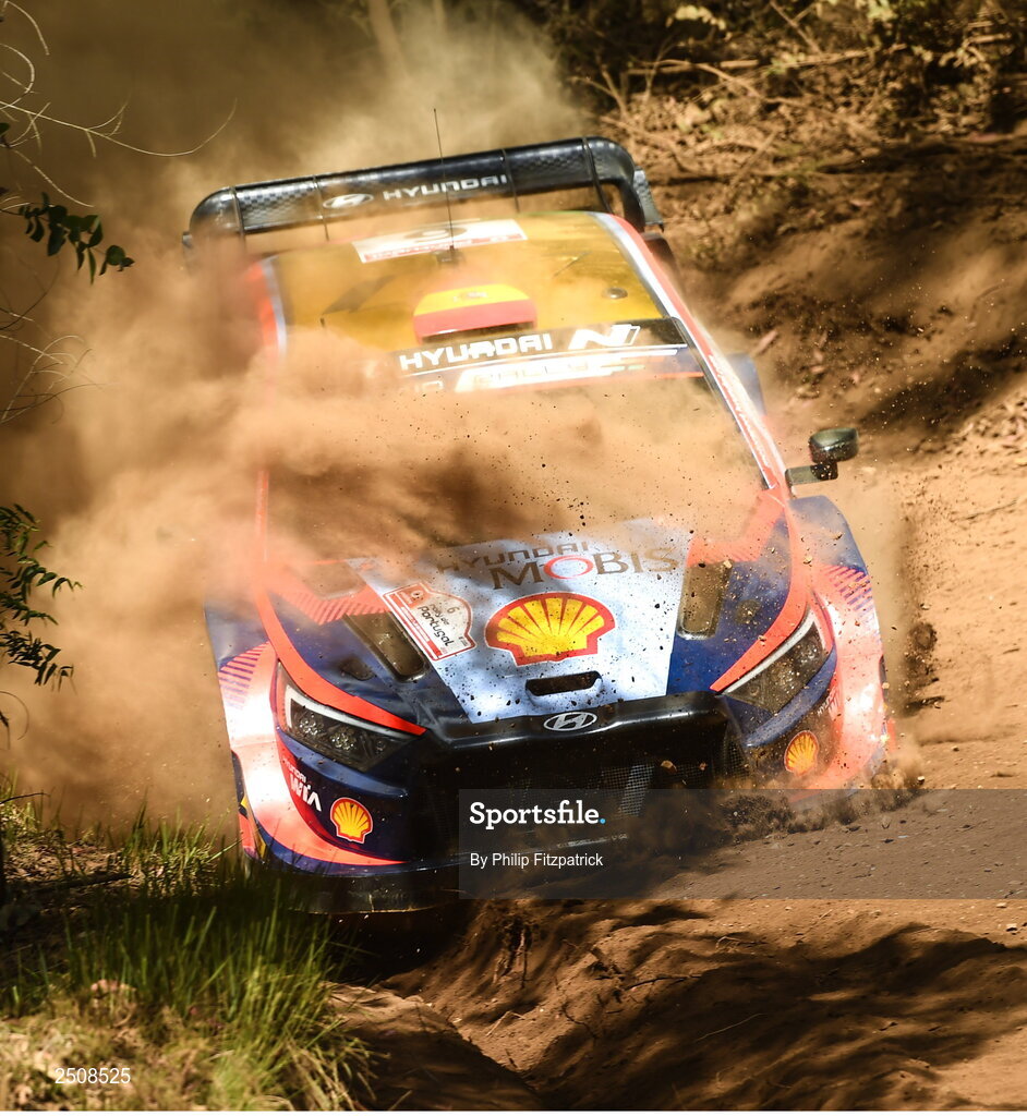 12 May 2023; Thierry Neuville and Martijn Wydaeghe in their Hyundai i20 N Rally 1 during day two of the Vodafone FIA World Rally Championship in Porto, Portugal. Photo by Philip Fitzpatrick/Sportsfile