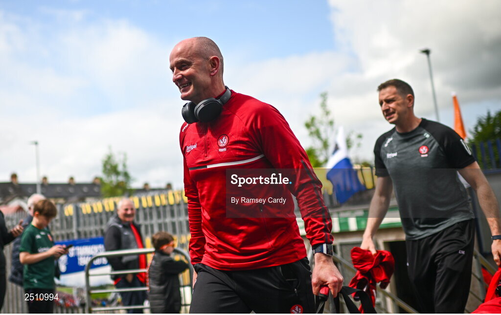 14 May 2023; Derry interim manager Ciaran Meenagh before the Ulster GAA Football Senior Championship Final match between Armagh and Derry at St Tiernach’s Park in Clones, Monaghan. Photo by Ramsey Cardy/Sportsfile