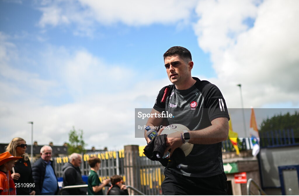 14 May 2023; Derry goalkeeper Odhran Lynch before the Ulster GAA Football Senior Championship Final match between Armagh and Derry at St Tiernach’s Park in Clones, Monaghan. Photo by Ramsey Cardy/Sportsfile