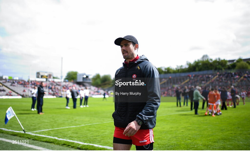 14 May 2023; Christopher McKaigue of Derry walks the pitch before the Ulster GAA Football Senior Championship Final match between Armagh and Derry at St Tiernach’s Park in Clones, Monaghan. Photo by Harry Murphy/Sportsfile