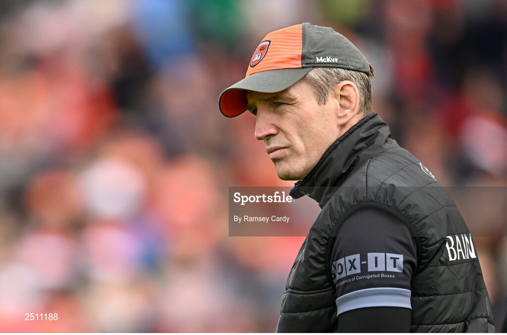 14 May 2023; Armagh manager Kieran McGeeney during the Ulster GAA Football Senior Championship Final match between Armagh and Derry at St Tiernach’s Park in Clones, Monaghan. Photo by Ramsey Cardy/Sportsfile