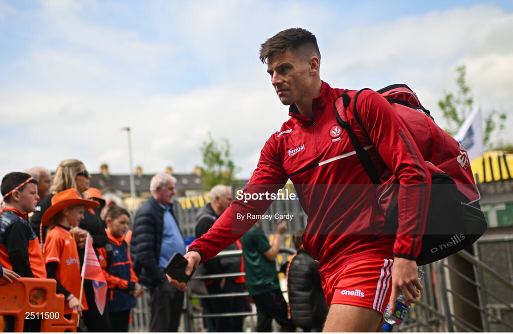 14 May 2023; Conor Doherty of Derry before the Ulster GAA Football Senior Championship Final match between Armagh and Derry at St Tiernach’s Park in Clones, Monaghan. Photo by Ramsey Cardy/Sportsfile