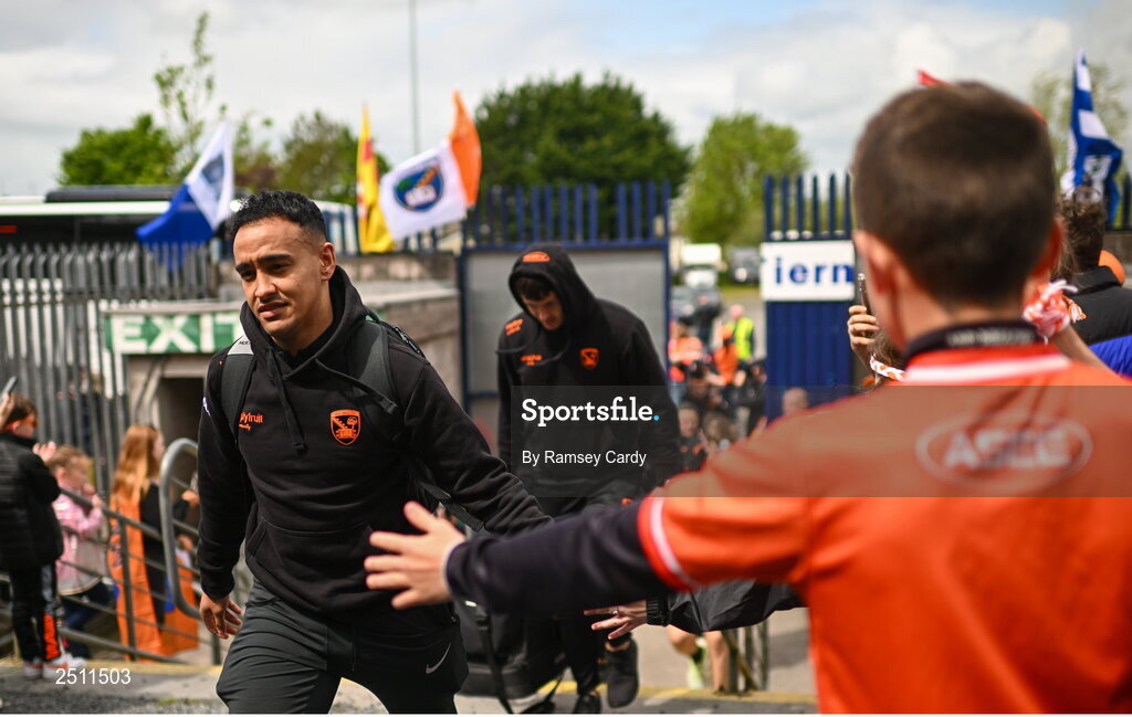 14 May 2023; Jemar Hall of Armagh before the Ulster GAA Football Senior Championship Final match between Armagh and Derry at St Tiernach’s Park in Clones, Monaghan. Photo by Ramsey Cardy/Sportsfile