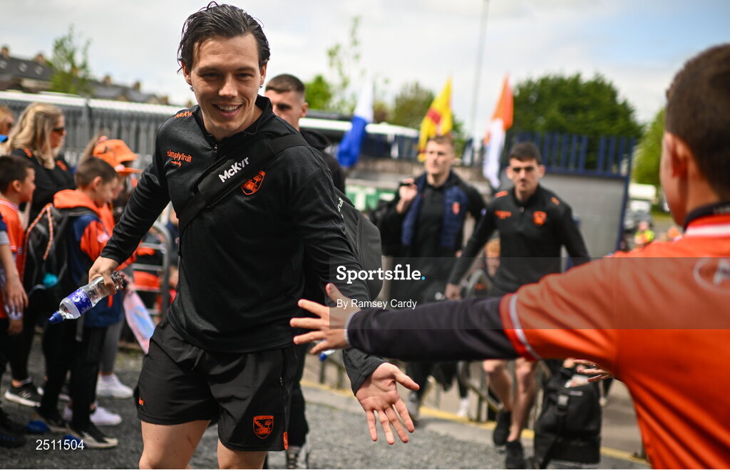 14 May 2023; James Morgan of Armagh before the Ulster GAA Football Senior Championship Final match between Armagh and Derry at St Tiernach’s Park in Clones, Monaghan. Photo by Ramsey Cardy/Sportsfile