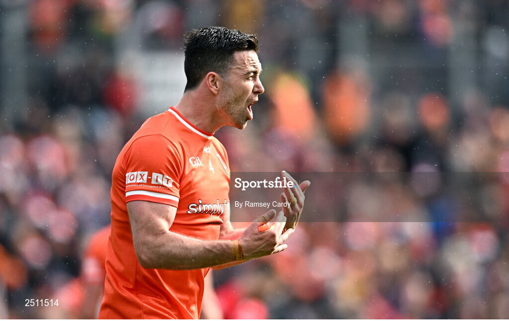 14 May 2023; Aidan Forker of Armagh during the Ulster GAA Football Senior Championship Final match between Armagh and Derry at St Tiernach’s Park in Clones, Monaghan. Photo by Ramsey Cardy/Sportsfile