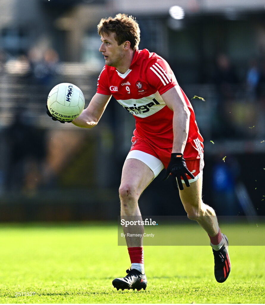 14 May 2023; Brendan Rogers of Derry during the Ulster GAA Football Senior Championship Final match between Armagh and Derry at St Tiernach’s Park in Clones, Monaghan. Photo by Ramsey Cardy/Sportsfile