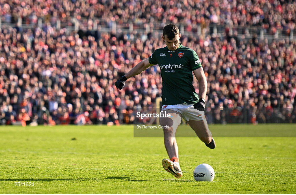 14 May 2023; Armagh goalkeeper Ethan Rafferty during the penalty shoot-out in the Ulster GAA Football Senior Championship Final match between Armagh and Derry at St Tiernach’s Park in Clones, Monaghan.  Photo by Ramsey Cardy/Sportsfile