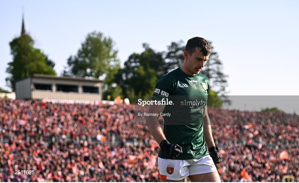 14 May 2023; Armagh goalkeeper Ethan Rafferty during the penalty shoot-out in the Ulster GAA Football Senior Championship Final match between Armagh and Derry at St Tiernach’s Park in Clones, Monaghan.  Photo by Ramsey Cardy/Sportsfile