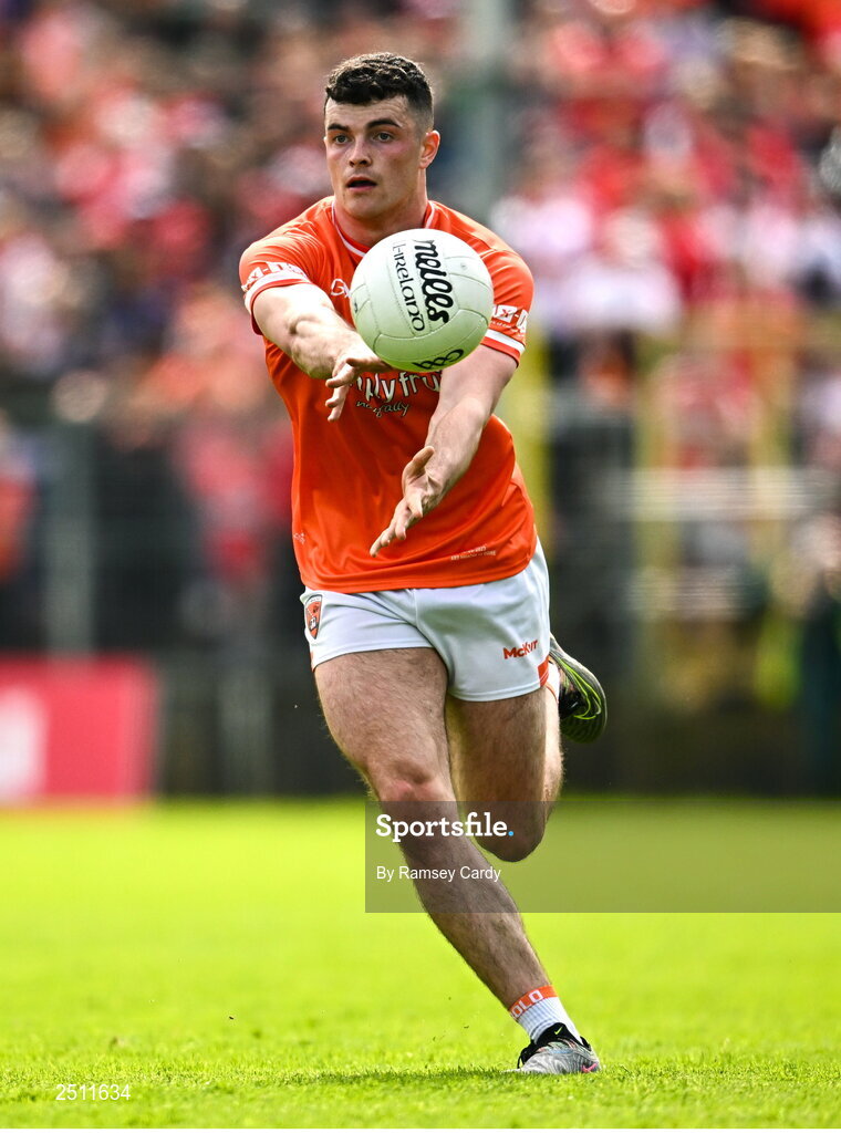 14 May 2023; Conor O'Neill of Armagh during the Ulster GAA Football Senior Championship Final match between Armagh and Derry at St Tiernach’s Park in Clones, Monaghan. Photo by Ramsey Cardy/Sportsfile