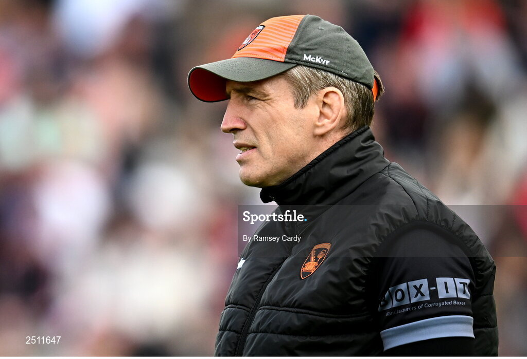 14 May 2023; Armagh manager Kieran McGeeney before the Ulster GAA Football Senior Championship Final match between Armagh and Derry at St Tiernach’s Park in Clones, Monaghan. Photo by Ramsey Cardy/Sportsfile