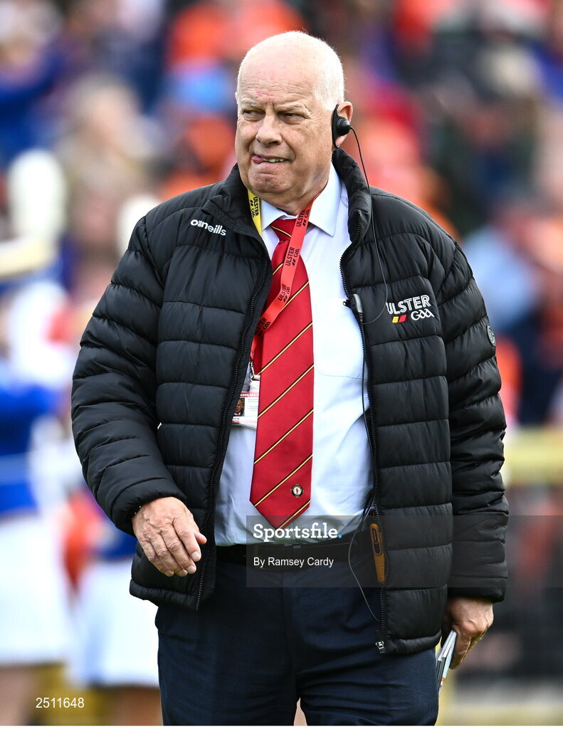14 May 2023; Fermanagh GAA Chairperson Brian Armitage before the Ulster GAA Football Senior Championship Final match between Armagh and Derry at St Tiernach’s Park in Clones, Monaghan. Photo by Ramsey Cardy/Sportsfile
