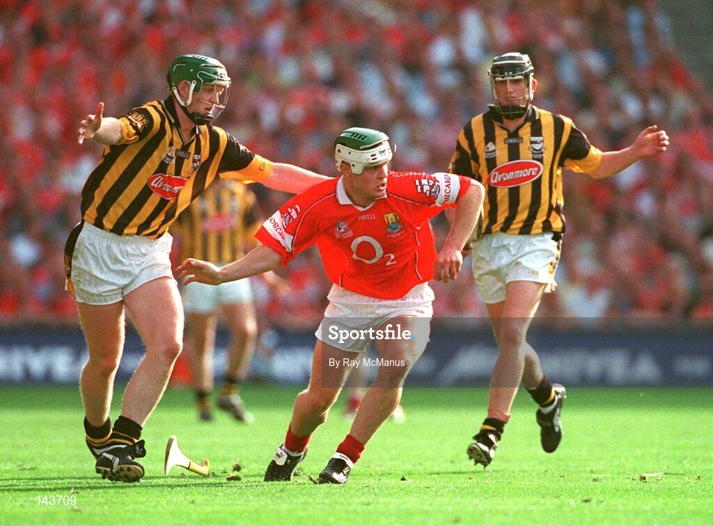 14 September 2003; Niall McCarthy, Cork, in action against Kilkenny's Henry Shefflin. Guinness All-Ireland Senior Hurling Championship Final, Kilkenny v Cork, Croke Park, Dublin. Picture credit; Ray McManus / SPORTSFILE
