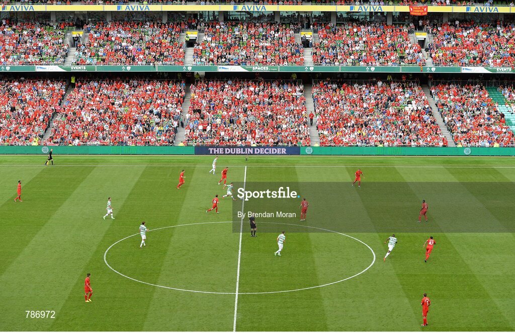 10 August 2013; A general view of the action between  Liverpool XI and Glasgow Celtic XI. Dublin Decider, Liverpool XI v Glasgow Celtic XI, Aviva Stadium, Lansdowne Road, Dublin. Picture credit: Brendan Moran / SPORTSFILE