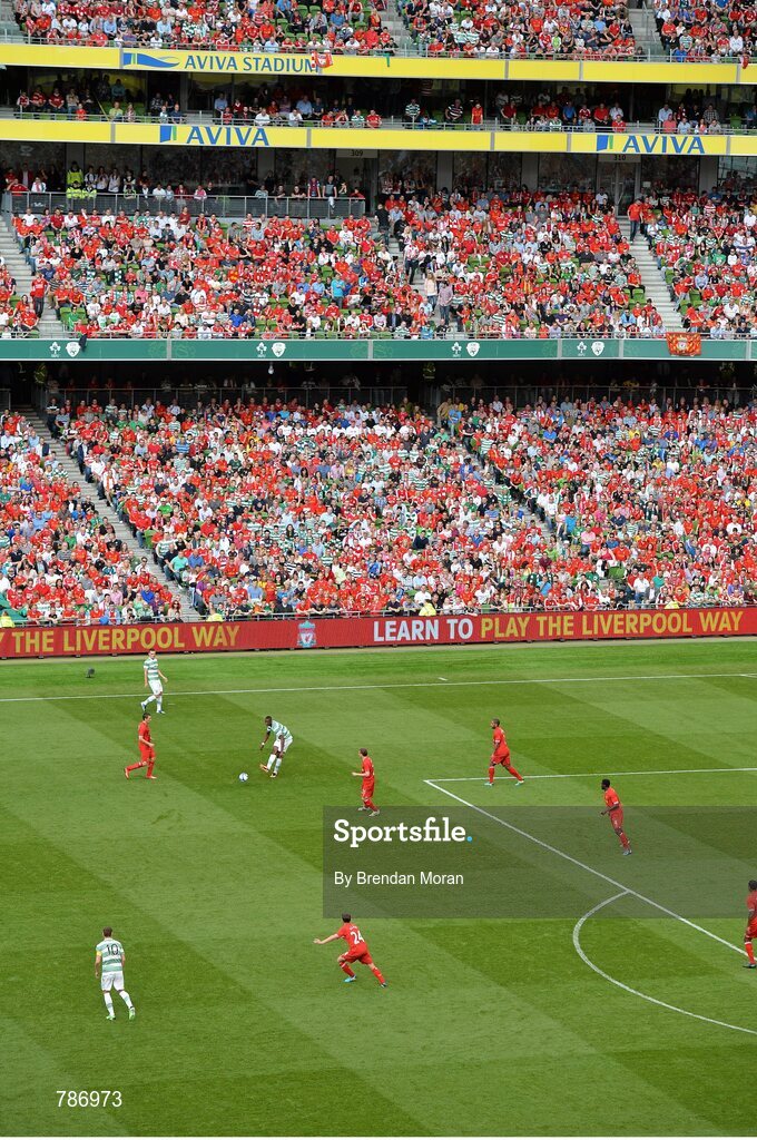 10 August 2013; A general view of the action between  Liverpool XI and Glasgow Celtic XI. Dublin Decider, Liverpool XI v Glasgow Celtic XI, Aviva Stadium, Lansdowne Road, Dublin. Picture credit: Brendan Moran / SPORTSFILE