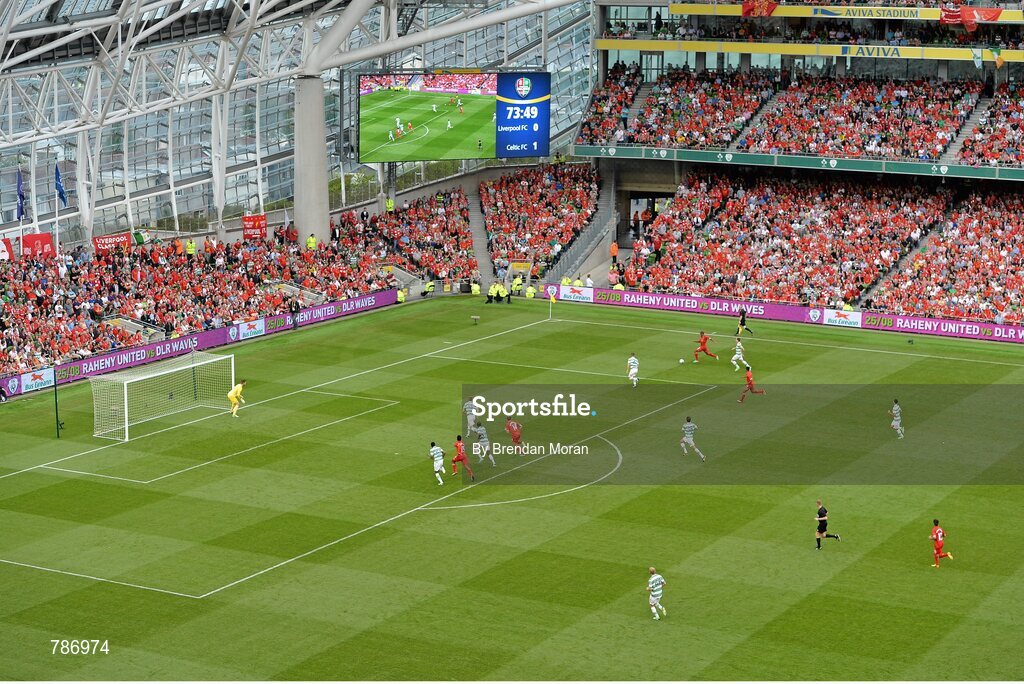 10 August 2013; A general view of the action between  Liverpool XI and Glasgow Celtic XI. Dublin Decider, Liverpool XI v Glasgow Celtic XI, Aviva Stadium, Lansdowne Road, Dublin. Picture credit: Brendan Moran / SPORTSFILE