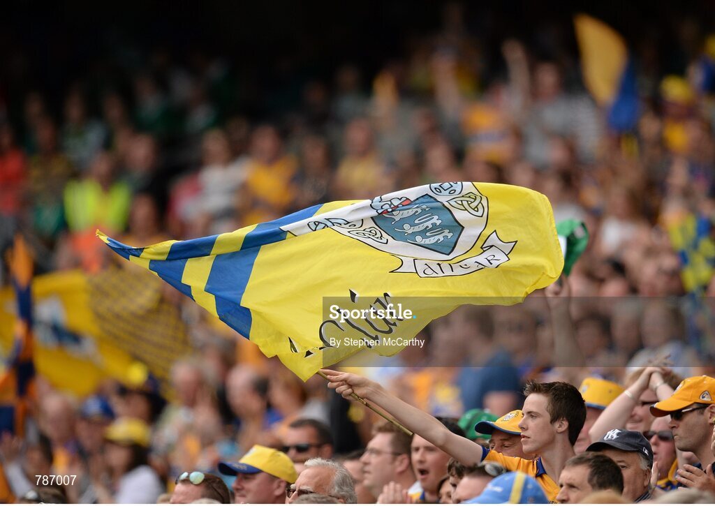 18 August 2013; A Clare flag during the game. GAA Hurling All-Ireland Senior Championship, Semi-Final, Limerick v Clare, Croke Park, Dublin. Picture credit: Stephen McCarthy / SPORTSFILE