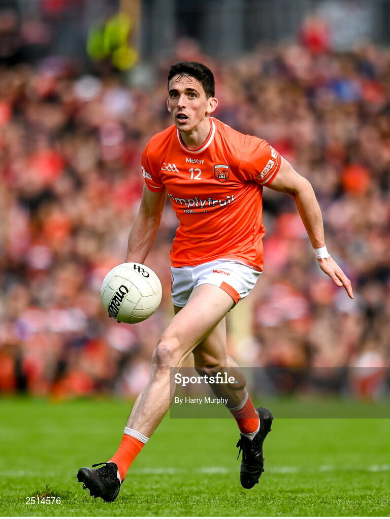 14 May 2023; Rory Grugan of Armagh during the Ulster GAA Football Senior Championship Final match between Armagh and Derry at St Tiernach’s Park in Clones, Monaghan. Photo by Harry Murphy/Sportsfile