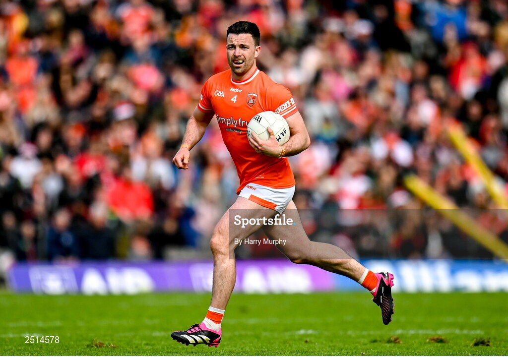 14 May 2023; Aidan Forker of Armagh during the Ulster GAA Football Senior Championship Final match between Armagh and Derry at St Tiernach’s Park in Clones, Monaghan. Photo by Harry Murphy/Sportsfile