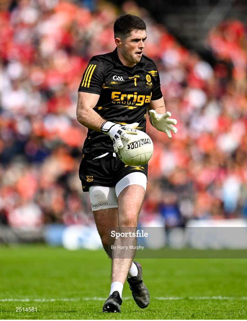 14 May 2023; Derry goalkeeper Odhran Lynch  during the Ulster GAA Football Senior Championship Final match between Armagh and Derry at St Tiernach’s Park in Clones, Monaghan. Photo by Harry Murphy/Sportsfile